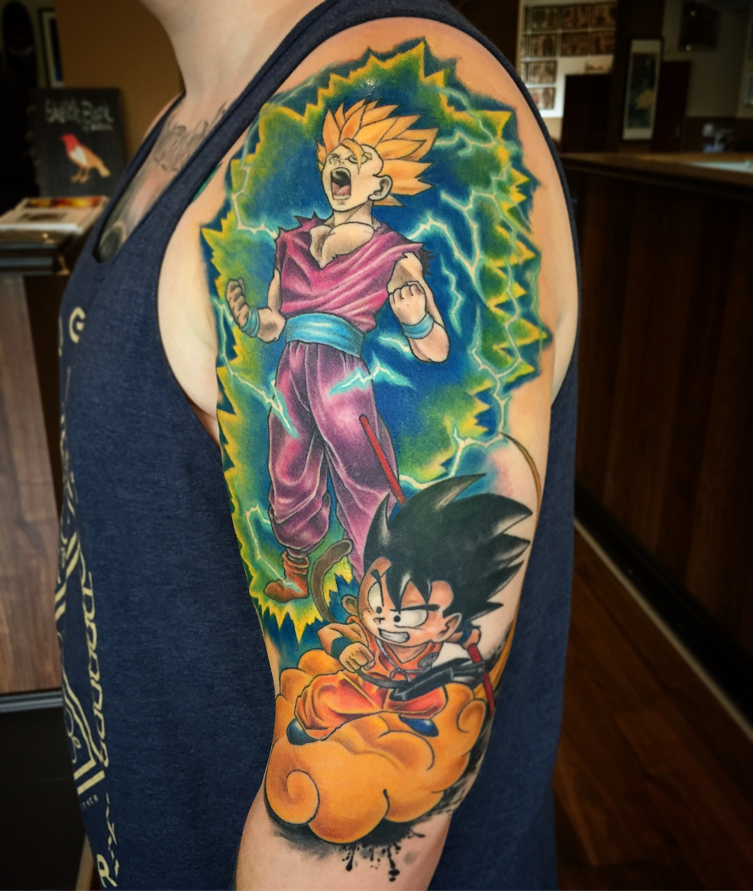 Another nerd tattoo.
Everything healed except the greens and yellows in the back...