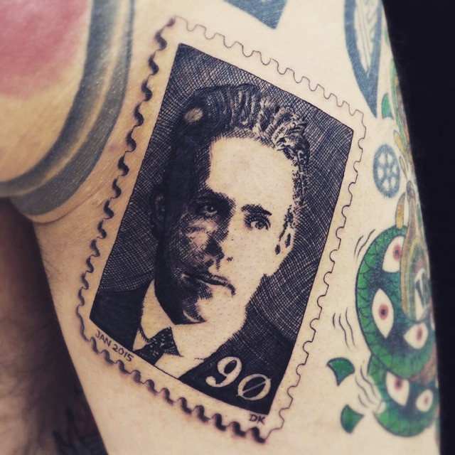 Did this stamp tattoo the other day on my friend @theotattoo of the one and only...