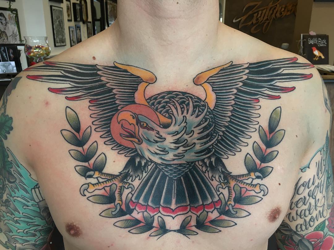 Done by @ronraida 
#eagletattoo #oldschooltattoo #tattoo #zeitgeisttattoo #bottr...