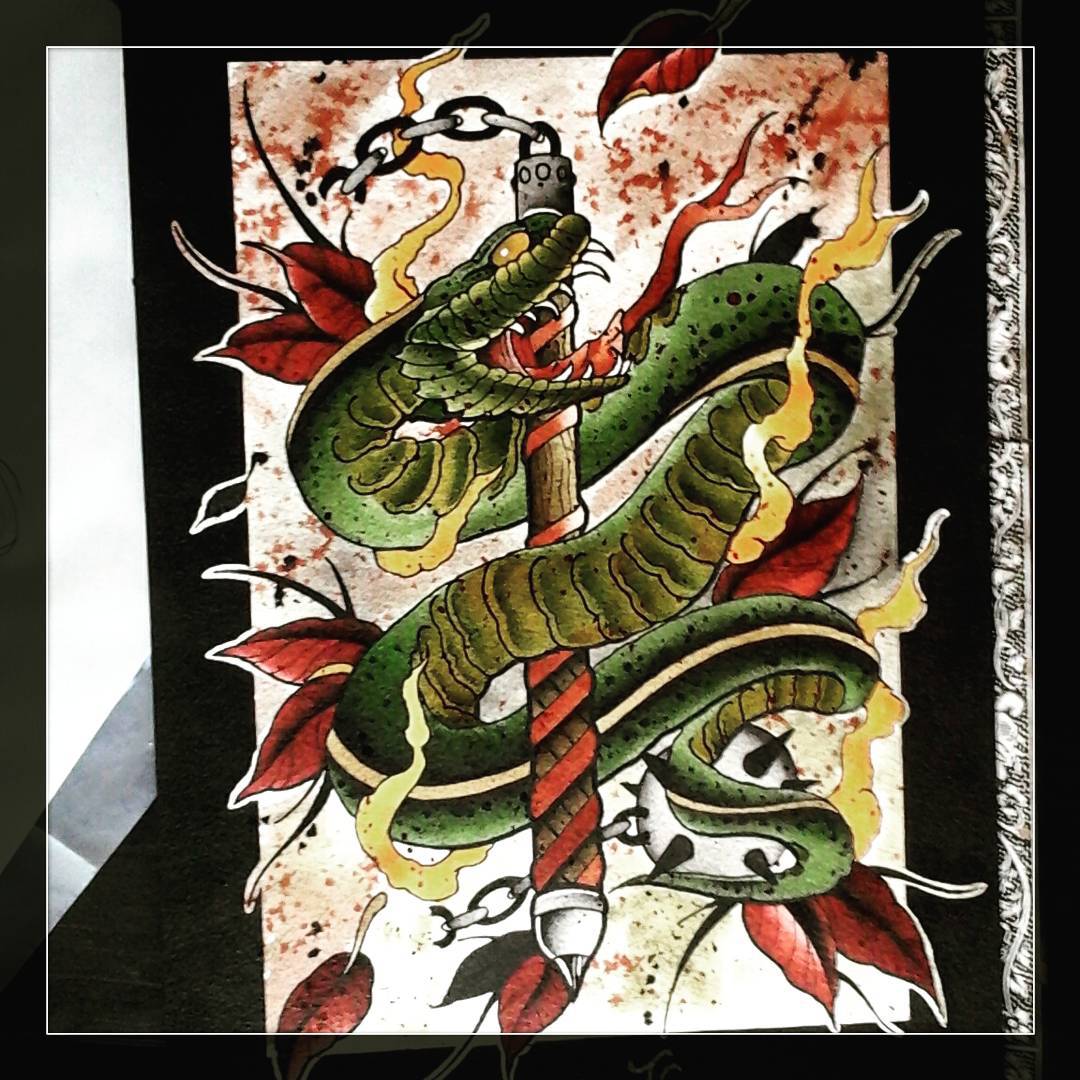 Done with the snake....also possible for tattooing  #germantattooers #watercolou