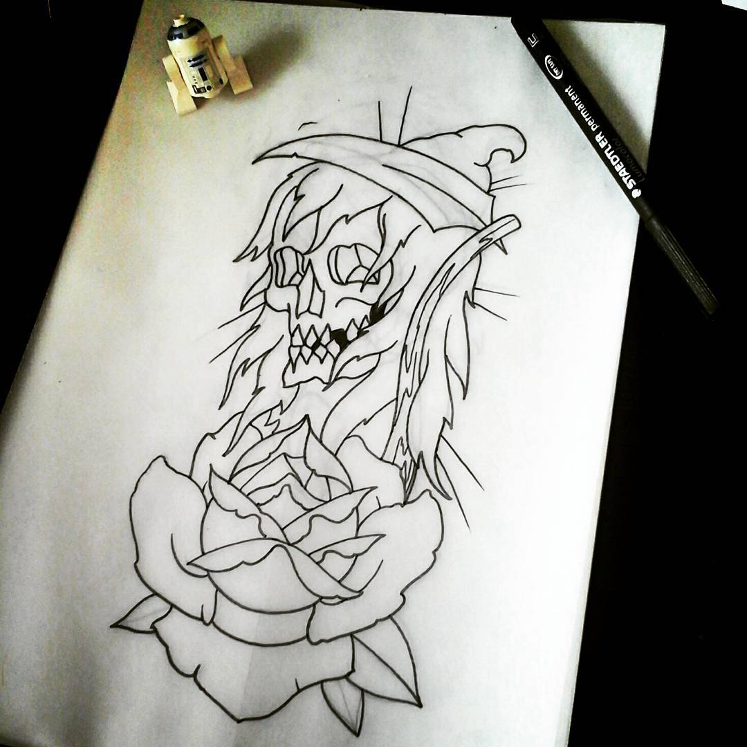 Drawing for todays elbowfun  #germantattooers #sketching #skull #traditional #tr
