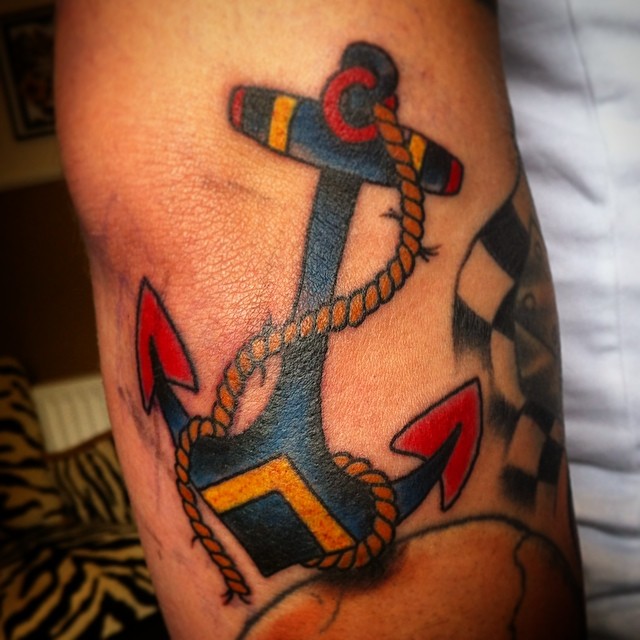 Elbow Anchor. #tattoo #tattooing #anchor#anchortattoo#sailortattoo#traditionalta...