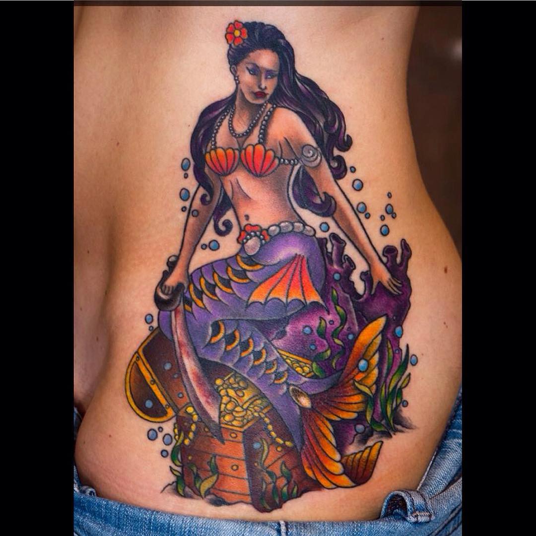 Finished this mermaid on the hottest day this month so far #tattoo #tattoing #ta...
