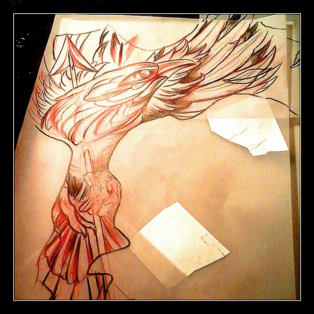 Gapfiller for tomorow.....#germantattooers #neotradsub #sketching #tattoo #raven