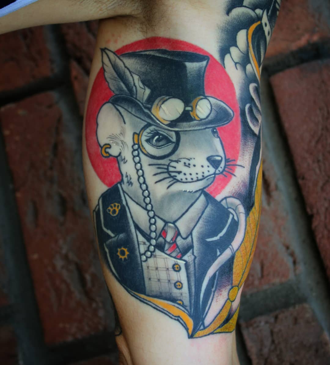 Healed steampunk-mouse on Marcus, thx for the trust!
#germantattooers #germanart