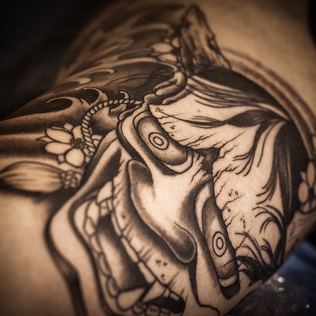 Japanese stuff in progress #tattoo #tattooing #japanesetattoo#hannya#oni#hannyam...