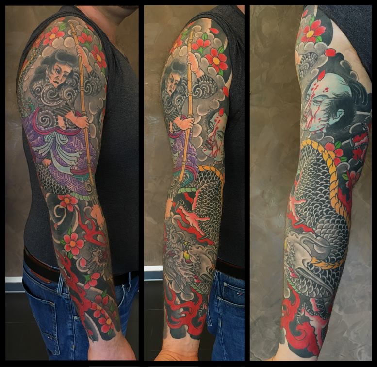 Japansleeve von Basti Saaba entworfen und unter die Haut gebracht.