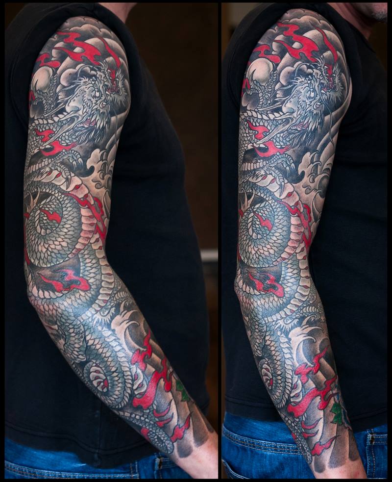 Komplett abgeheilter Sleeve, gestochen von Kai - Danke an Mario!