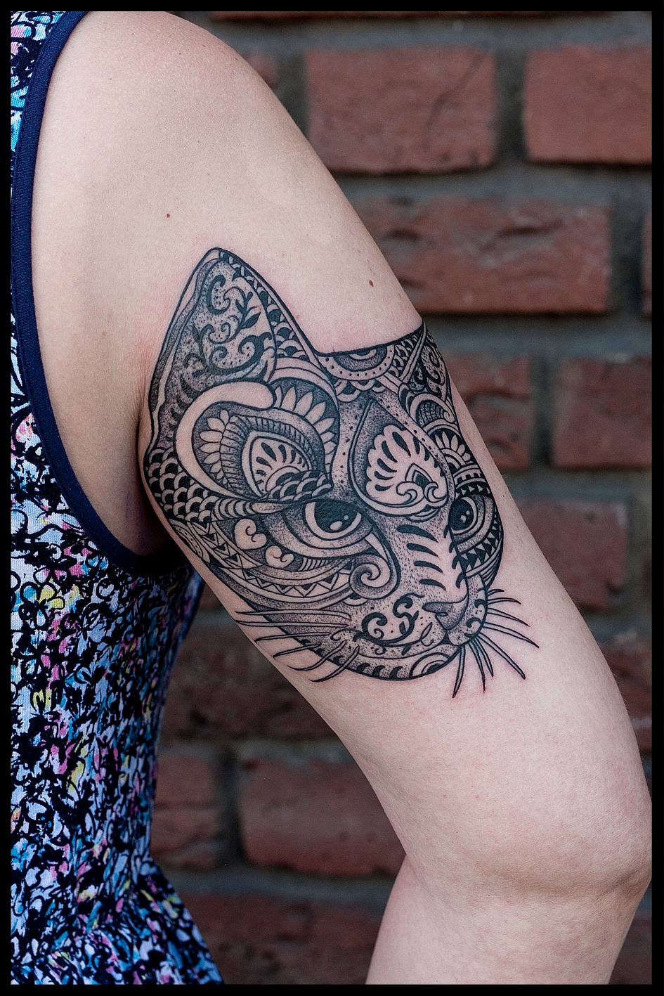 Mal was ganz anderes von Basti Saaba, eine Katze im Dotwork Mandala Stil.....