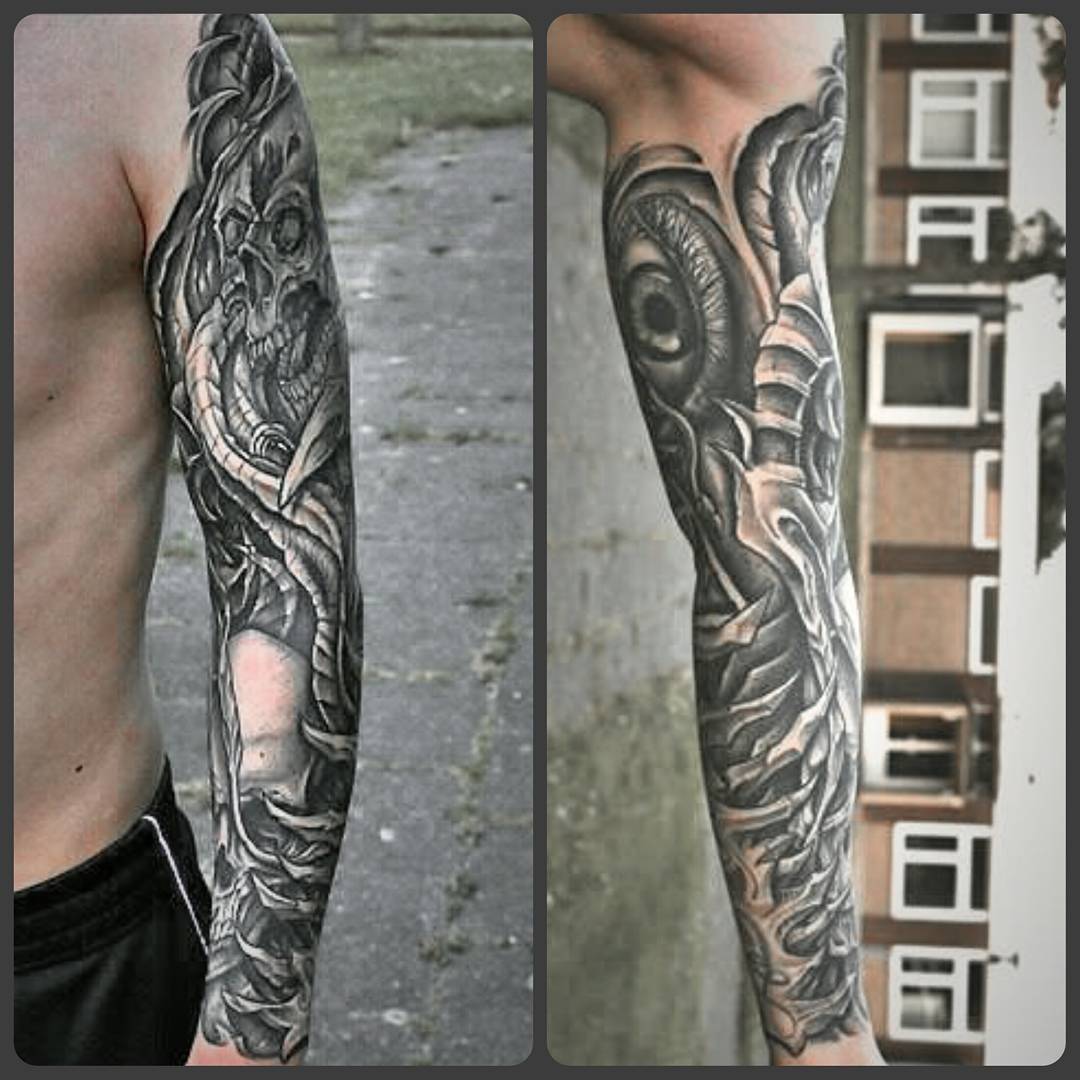 My client send me this pics of his fully healed biomech-sleeve.....big thanx aga