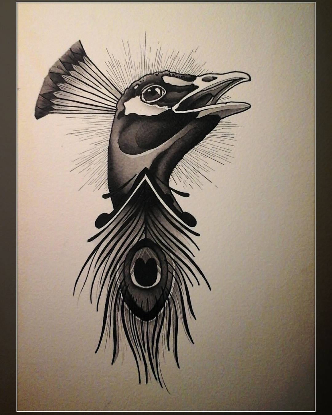 New flash in progress....black peacock...wpuld love to tattoo this, hit me up if