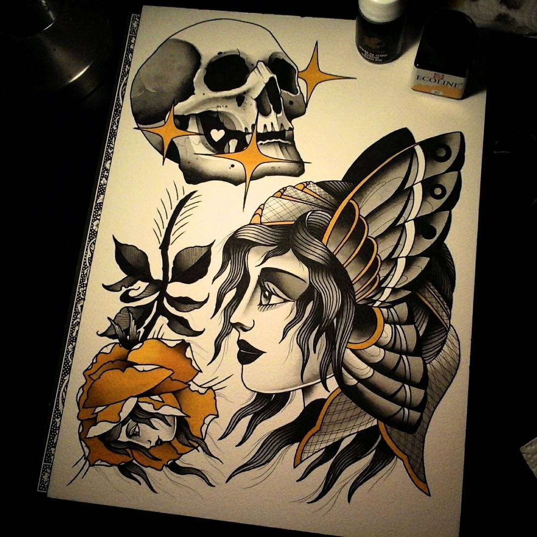 Painting at midnight.........all designs are available for tattooing. Hit me up