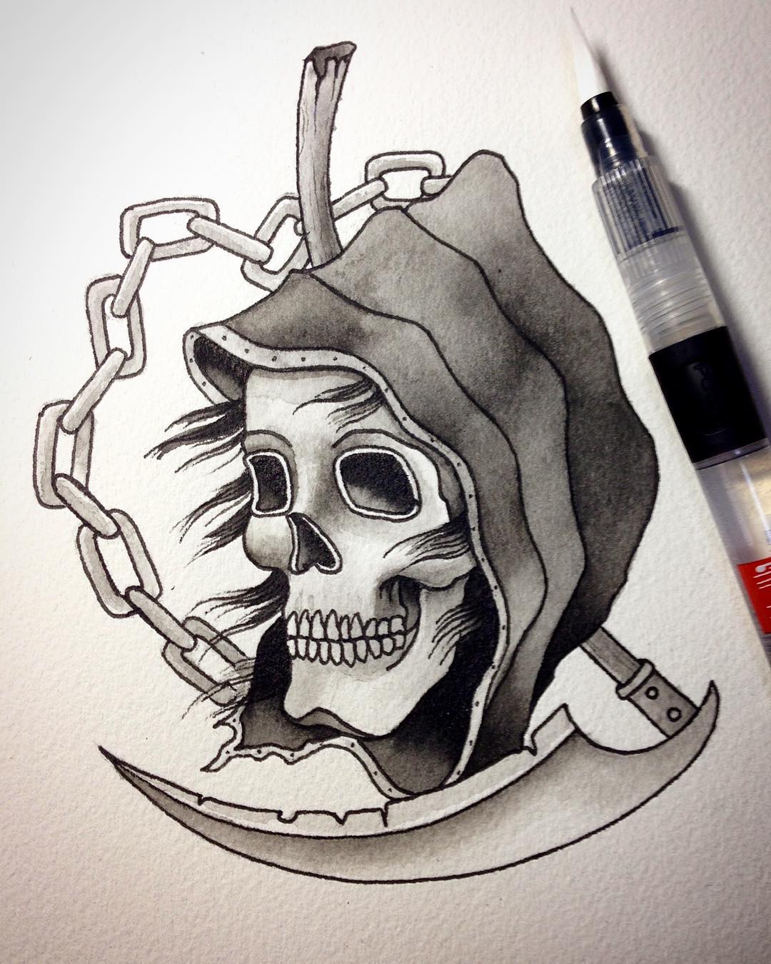 Playing around with my new Caran d' Ache Water Brushes...also available to tatto...