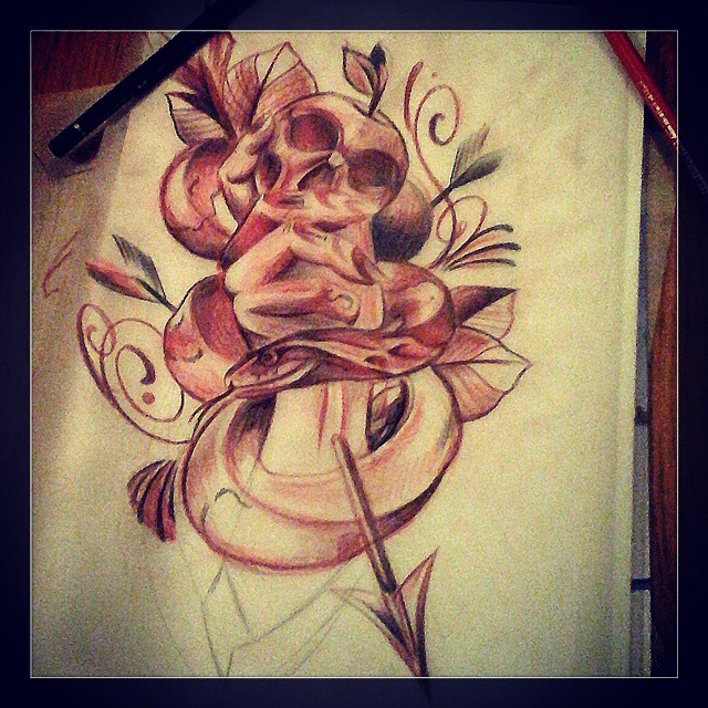 Sketching while listening to dropkick murphys....great saturday #germantattoers