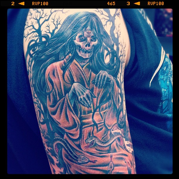 Sneak Preview of J-kubowski's Arm...#ghost#tattoo#armtattoo#zombie#skull#skullta...