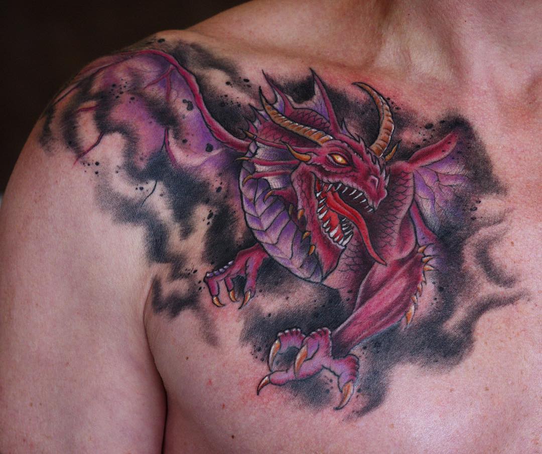 Some 90ies Style to start the week... #tattoo #tattooing #tatovering #dragon#dra...