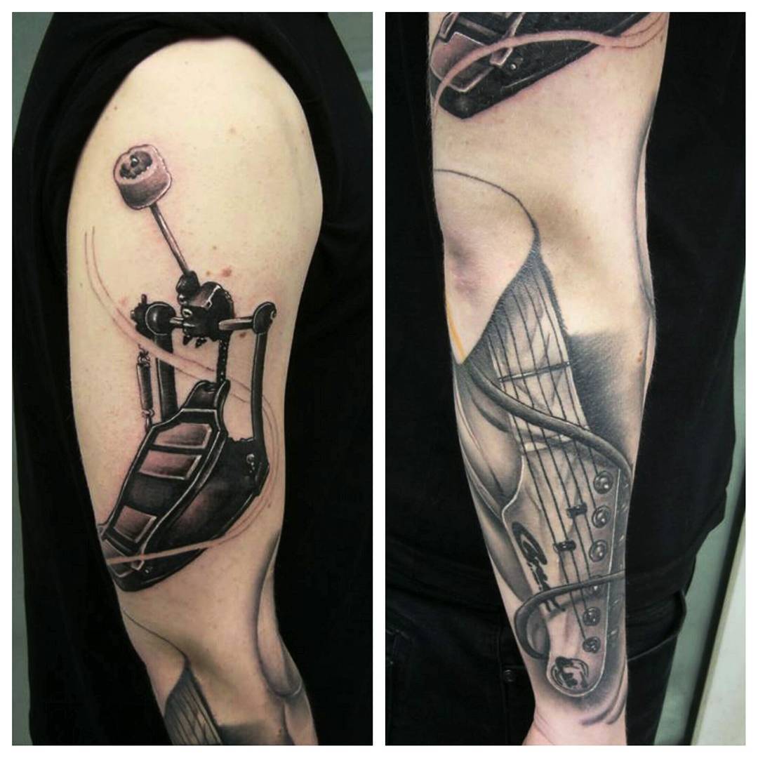 Some progress on Max's music-themed sleeve.....fore arm healed, upper arm fresh.