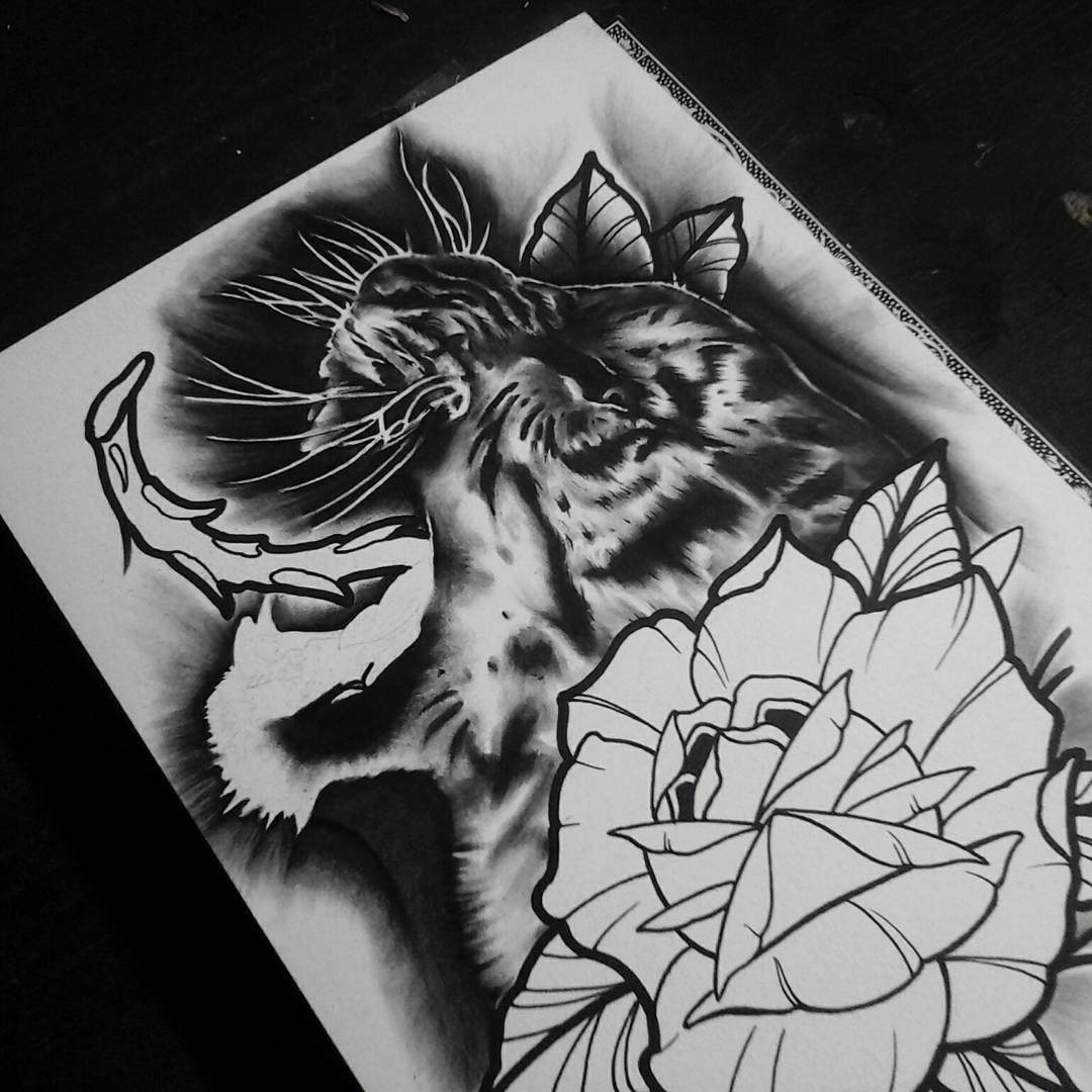 Started this tiger today......in progress....would love to tattoo this kitty  #g