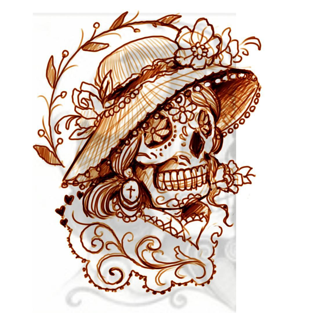 Sugar skull lady von dienstag, die eigentlich schon längst unter der haut sein m