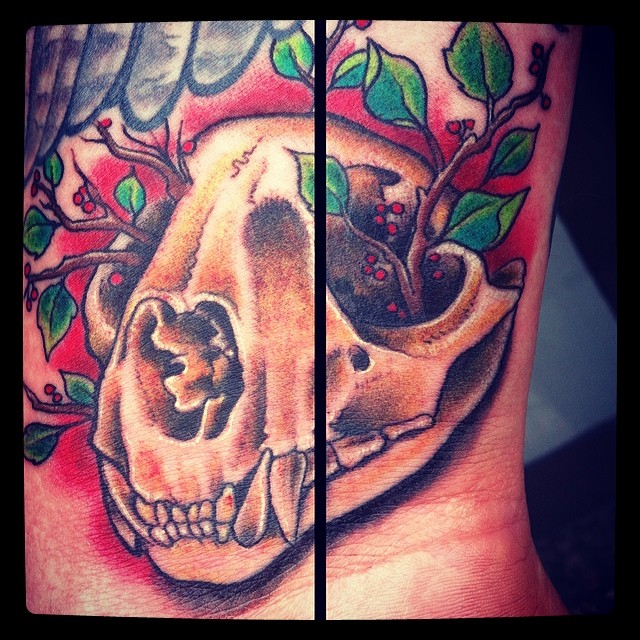 Very small filler on a wrist #tattoo #tattooing #wrist#wristtattoo#cougar#skull#...