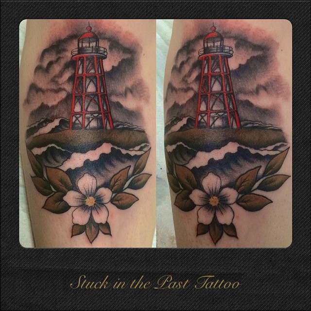 Yesterdays work, lighthouse of staveren,
#stuckinthepasttattoo #bright_and_bold