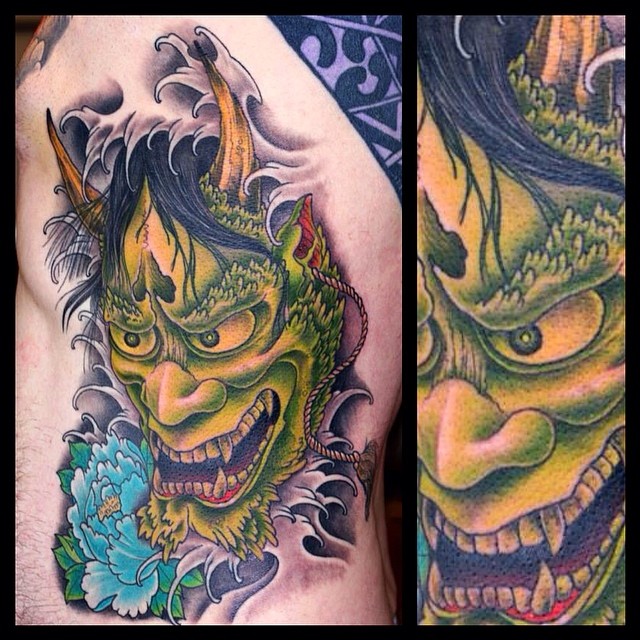 better picture of the Hannya O did this week #tattoo #tattooing #hannya#hannyama...