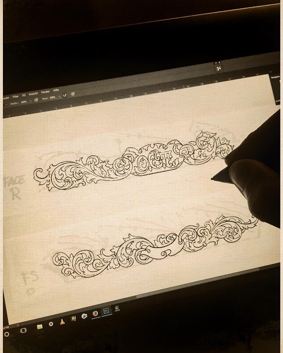 drawing clean lines of the upcoming engraving for my friend werner @businger_old