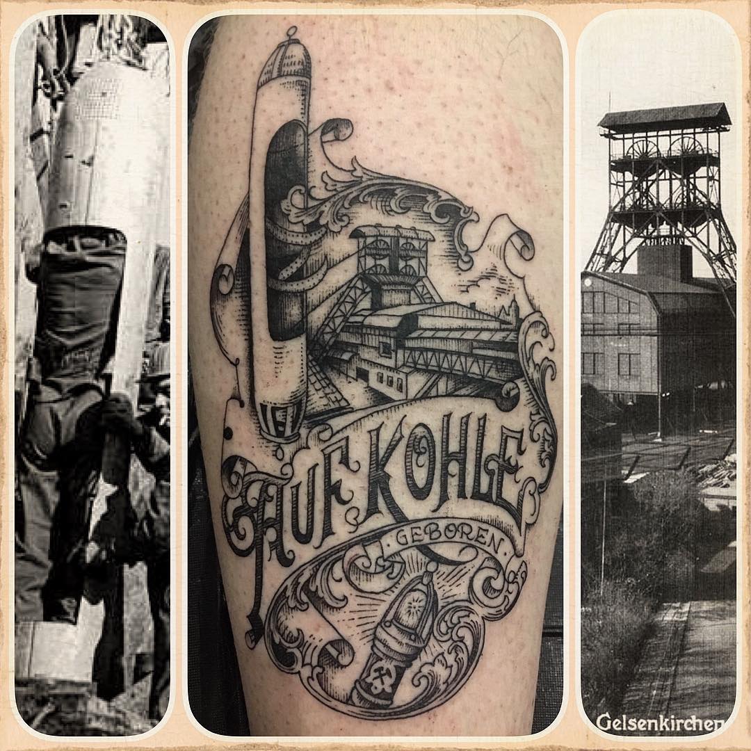 tattoo of the legendary "dahlbuschbombe" 
damals beim grubenunglück in gelsenkir