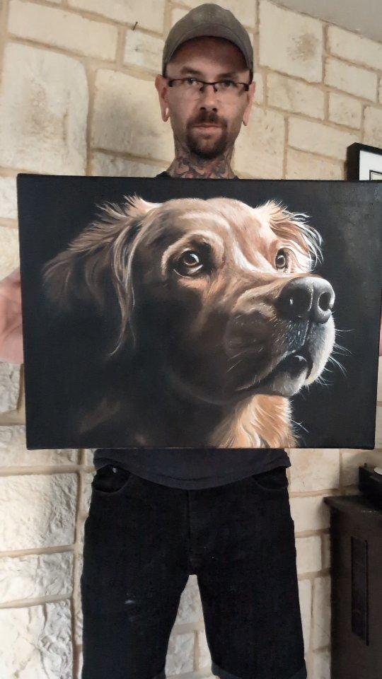 Hundeportrait...Öl auf Leinwand 20x30cm.
Falls du deinen Vierbeiner auch verewig